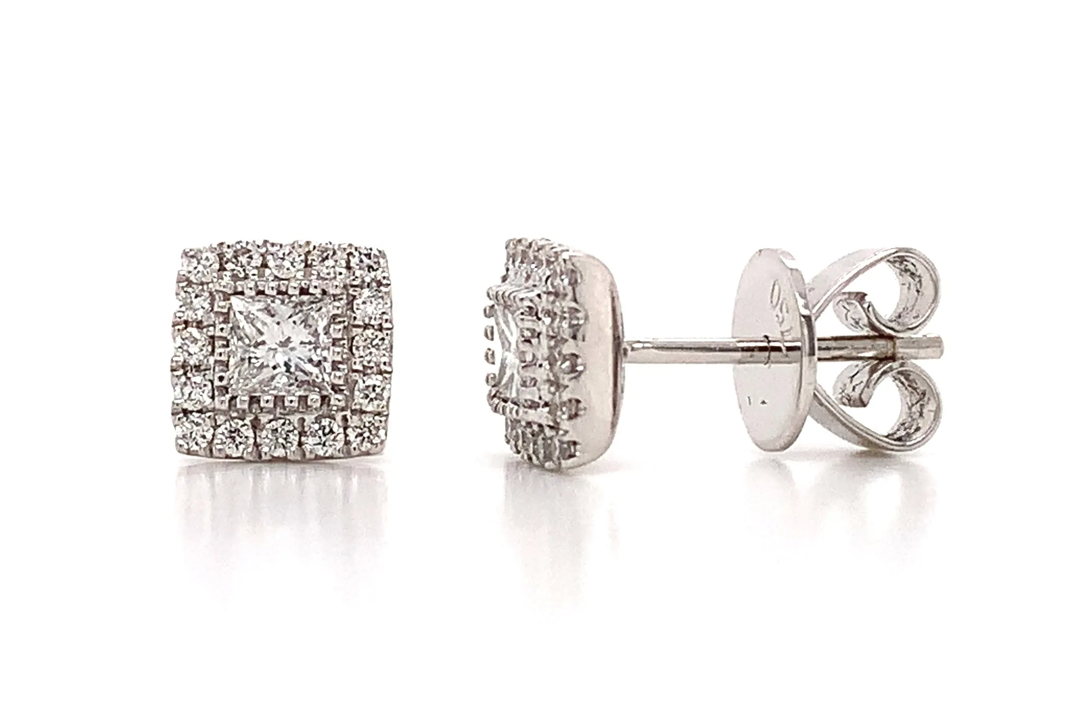 0.59ct t.w. Princess Cut Diamond Stud Earrings
