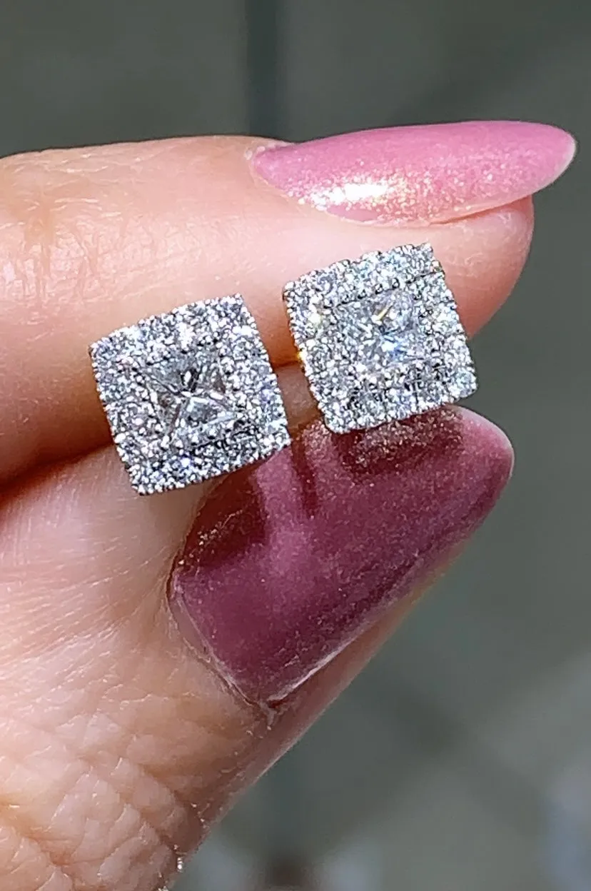0.59ct t.w. Princess Cut Diamond Stud Earrings