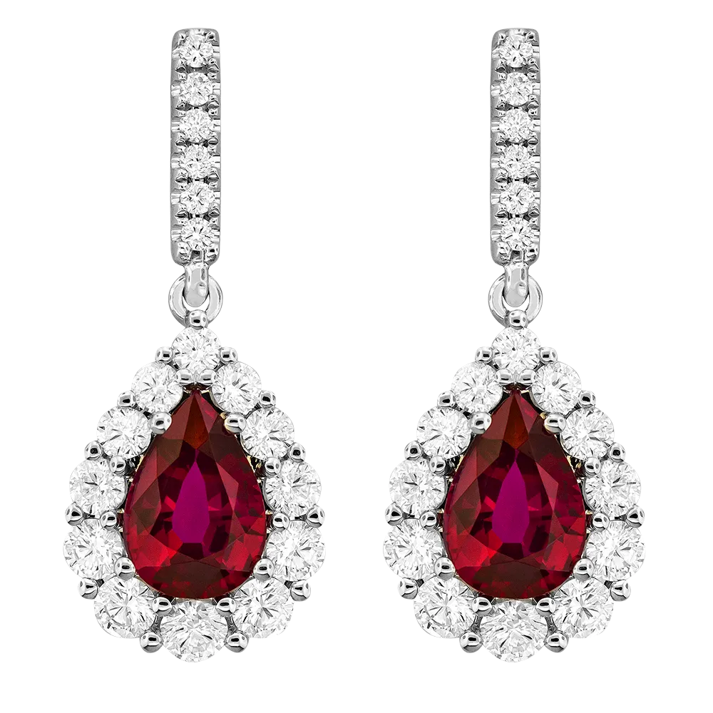 0.86CT DIAMOND 1.35CT RUBY EARRING