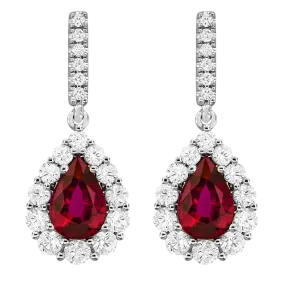 0.86CT DIAMOND 1.35CT RUBY EARRING