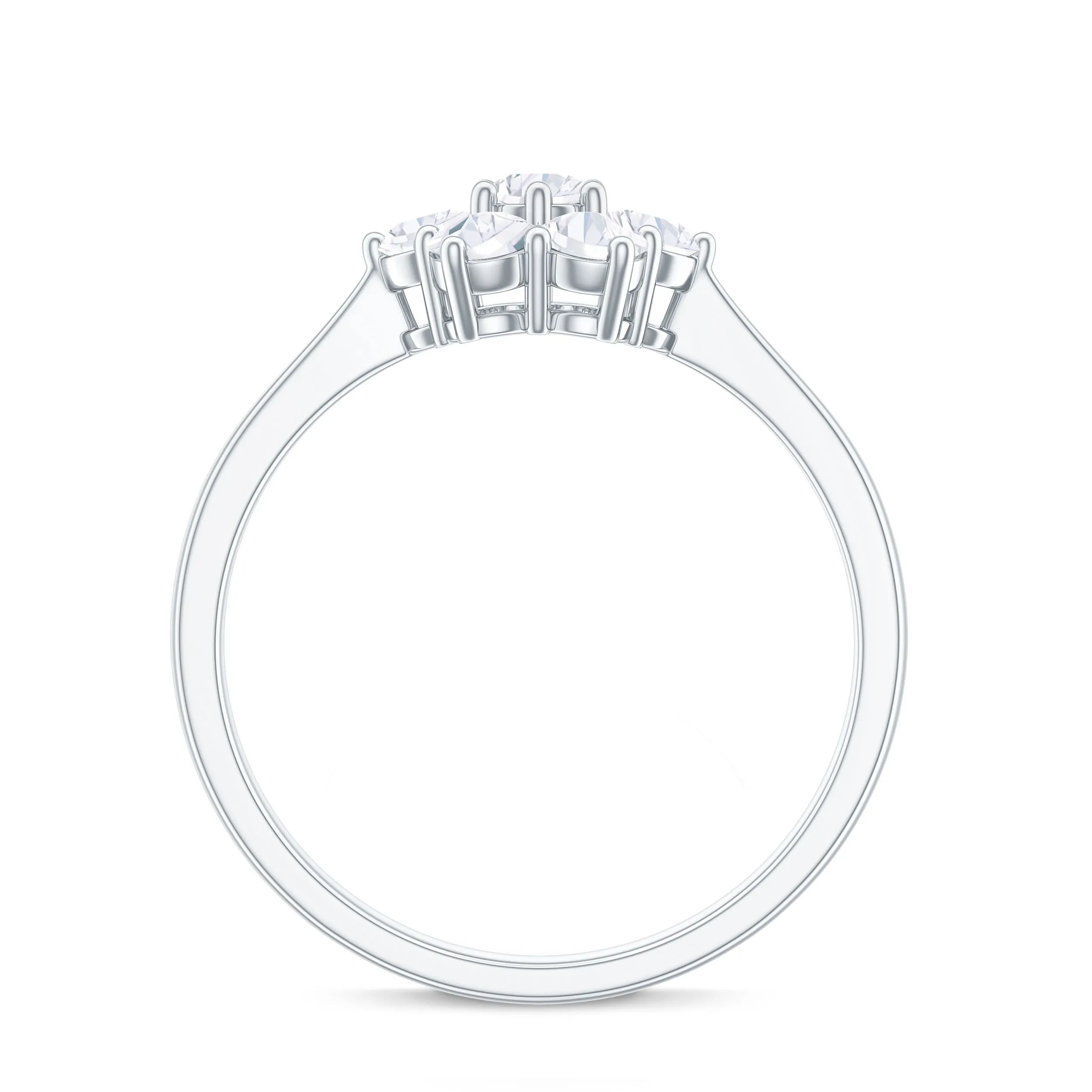 1 CT Round Shape Diamond Cluster Flower Ring