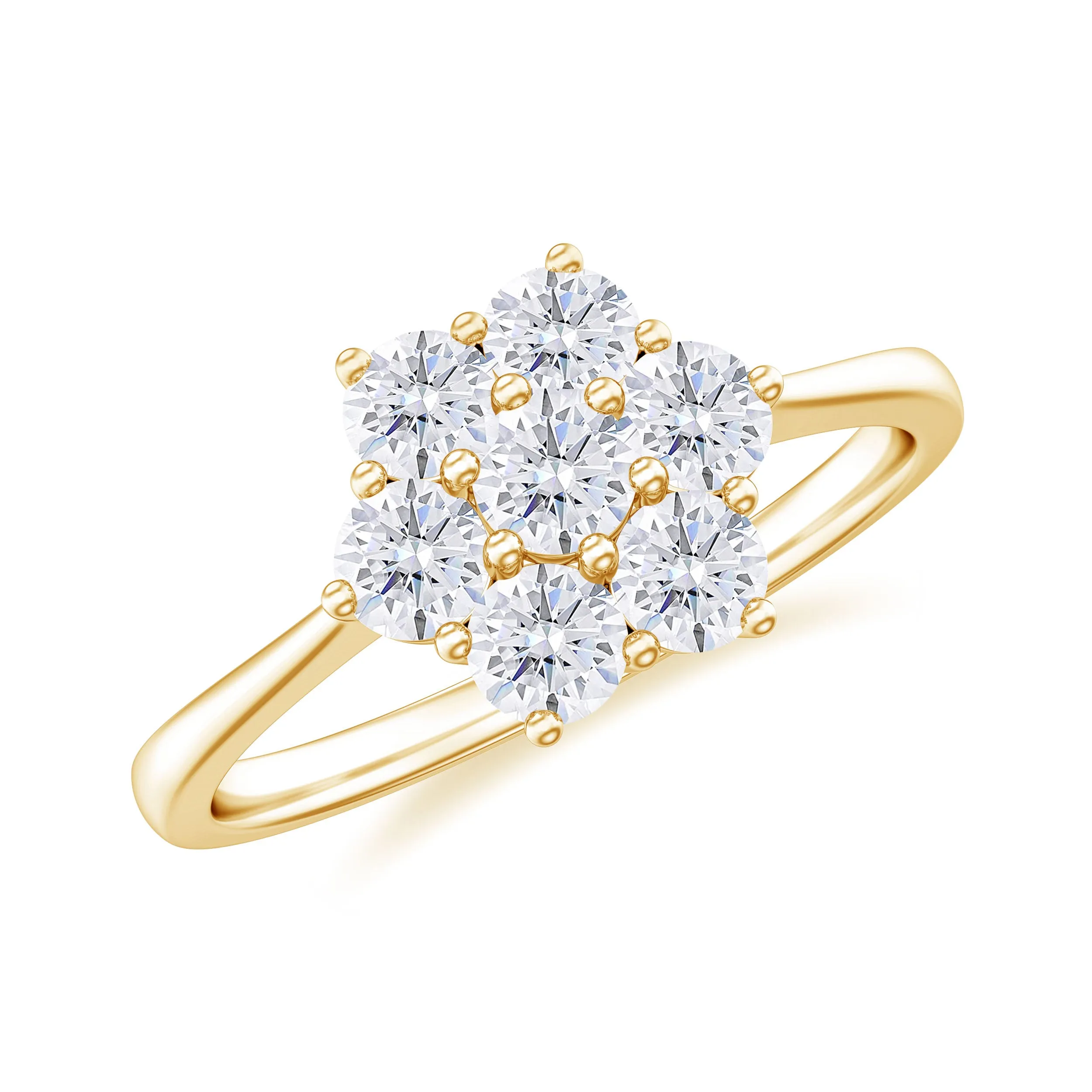 1 CT Round Shape Diamond Cluster Flower Ring