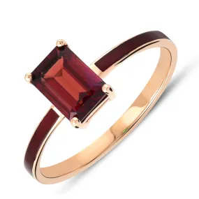14K Solid Gold Reve Ring with Red Octagon