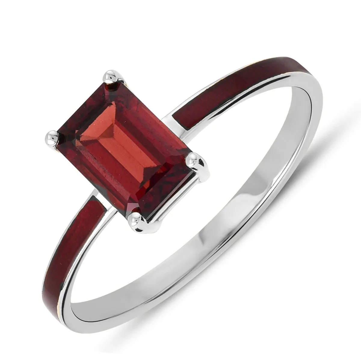 14K Solid Gold Reve Ring with Red Octagon