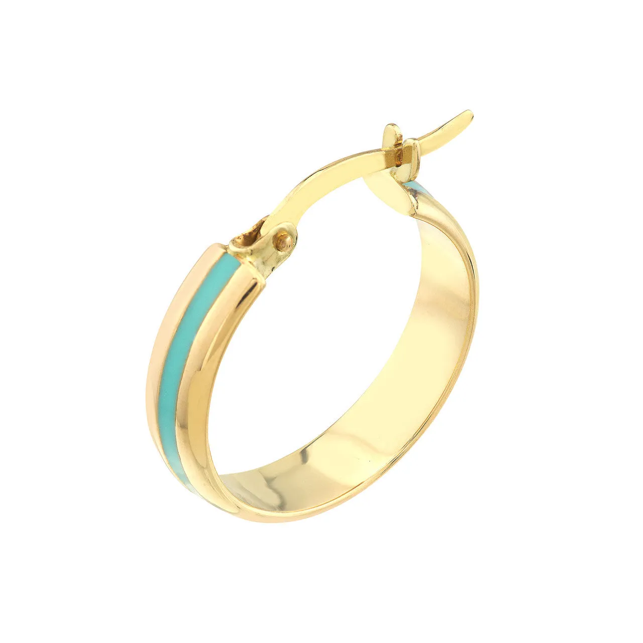 14k Turquoise Enamel Hoops