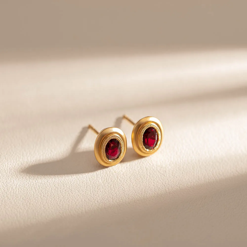 18ct Yellow Gold Ruby Earrings