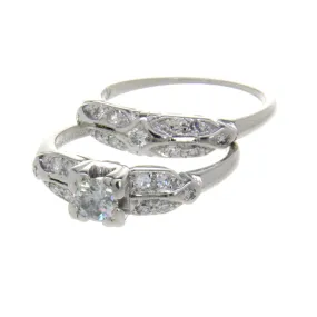 1950s Platinum Diamond Wedding Set