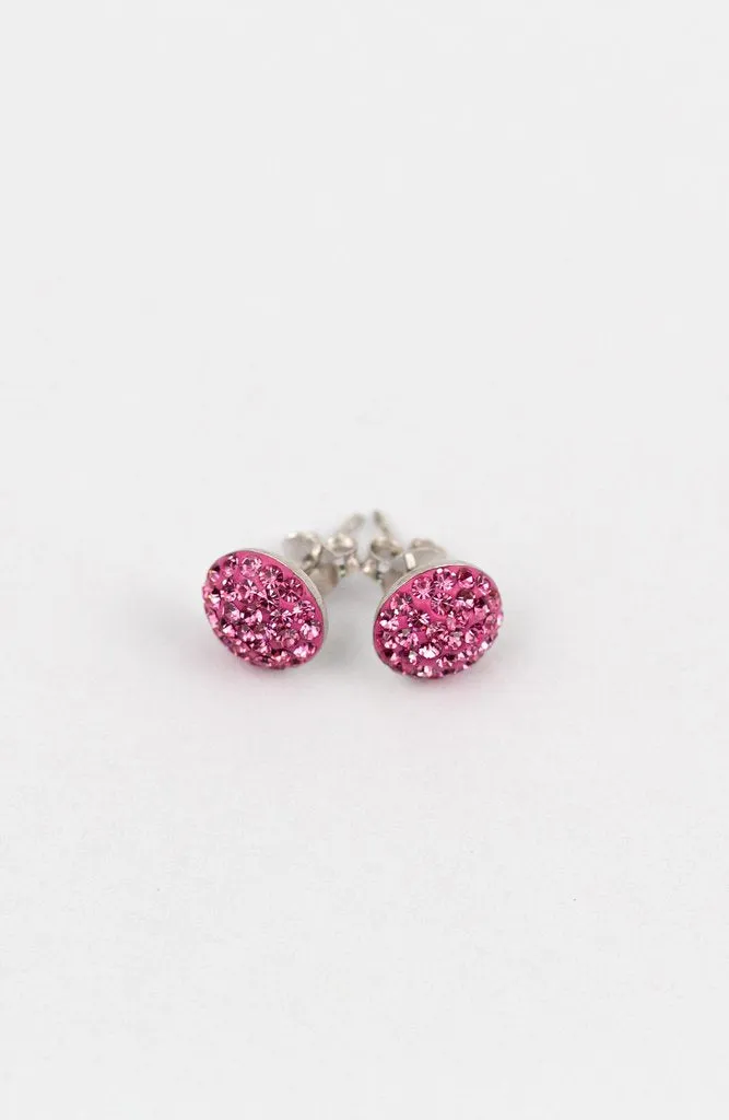 7mm Round Crystal Crystal Sterling Silver Stud Earrings