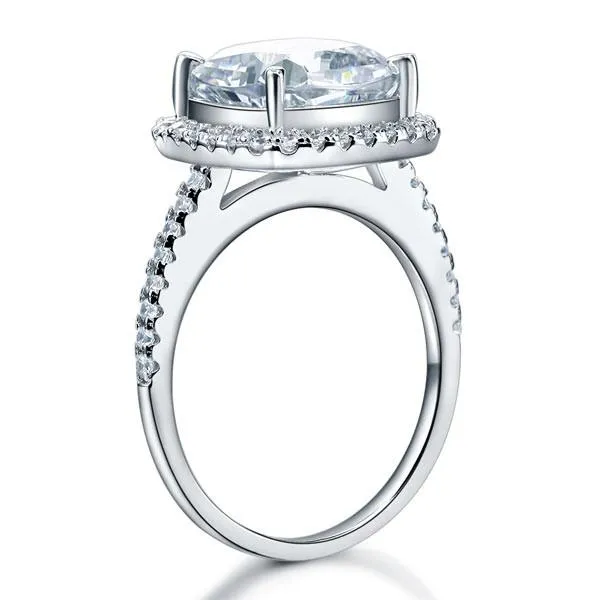 925 Sterling Silver Wedding Engagement Ring 5 Carat Cushion Cut Simulated Diamond Luxury Jewelry