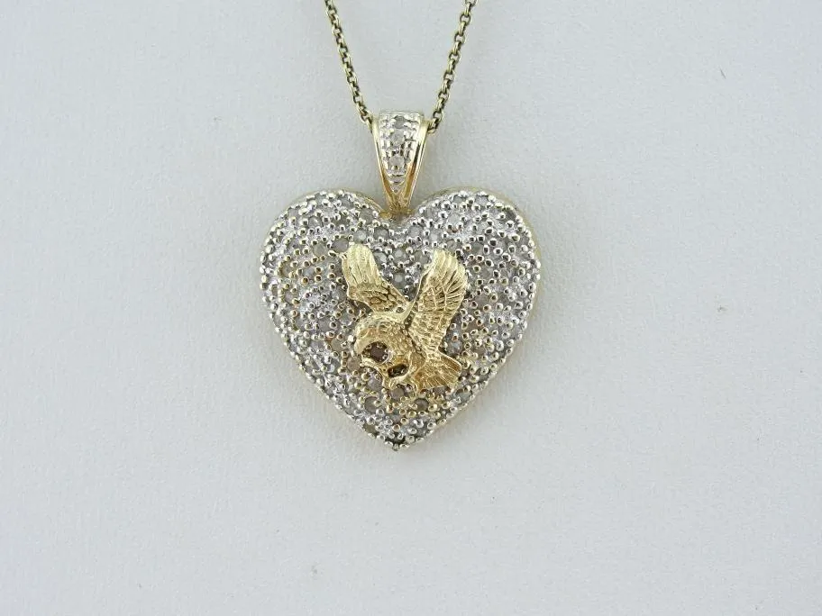 American Eagle and Diamond Heart Pendant