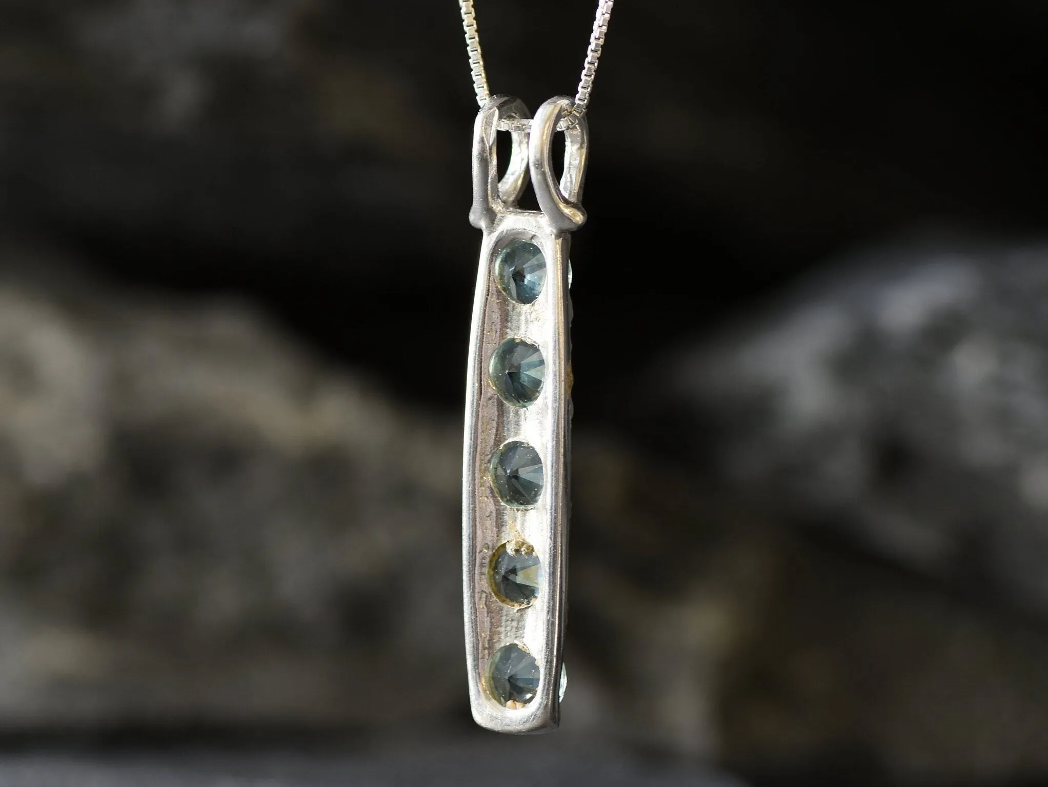 Aquamarine Pendant - Vertical Aqua Necklace - Layering Necklace