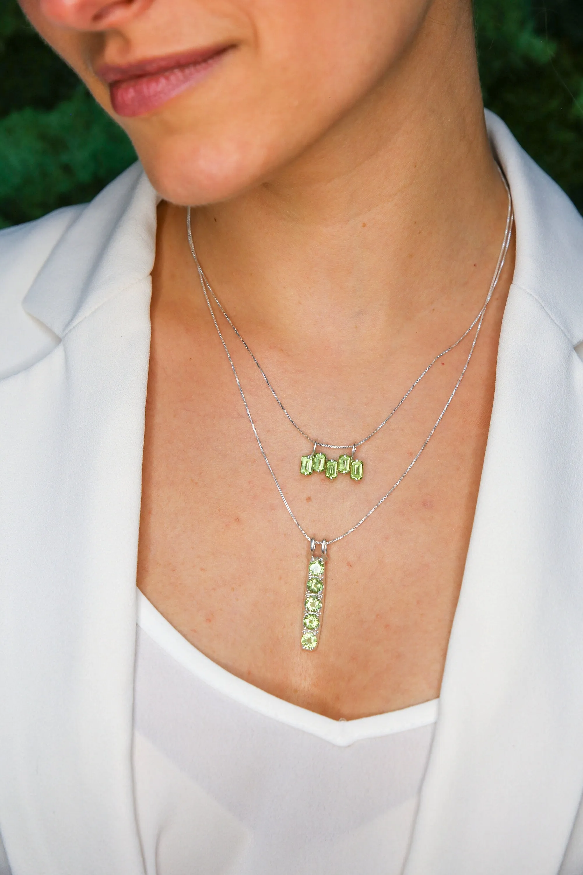 Aquamarine Pendant - Vertical Aqua Necklace - Layering Necklace
