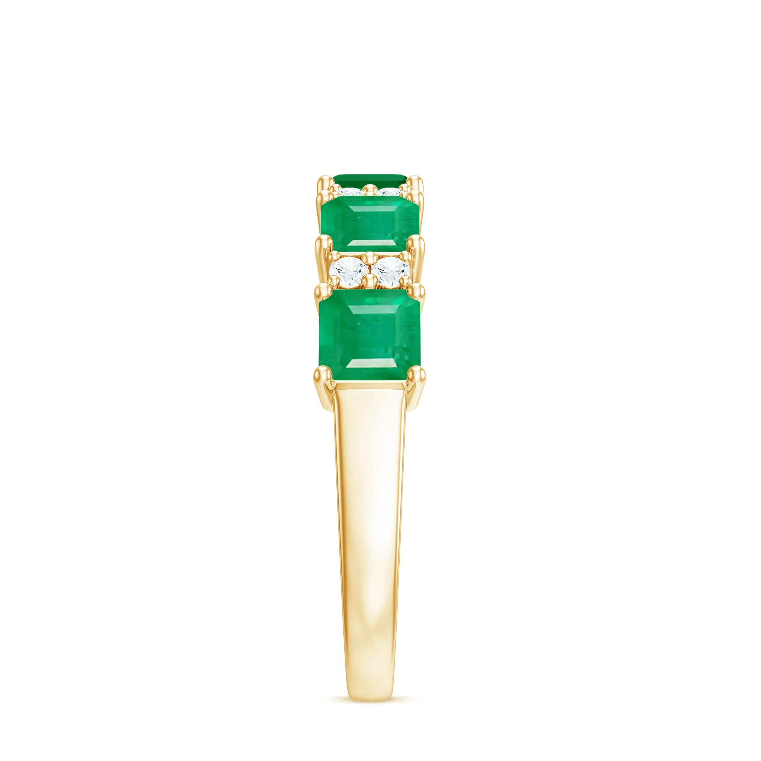 Asscher shape Emerald and Diamond Classic Wedding Band Ring