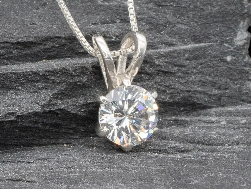 Dainty Diamond Pendant - Sparkly Bridal Necklace, CZ Diamond Pendant