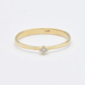 Diamond Engagement Ring - Solid 14k Gold Ring  - Genuine Diamond Ring