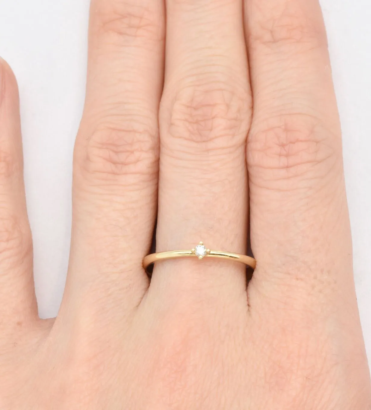 Diamond Engagement Ring - Solid 14k Gold Ring  - Genuine Diamond Ring