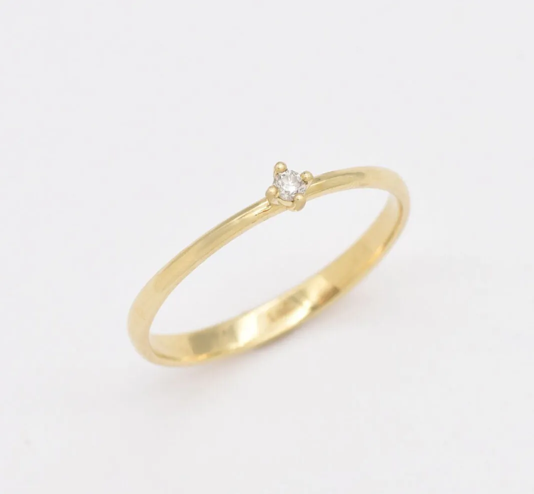 Diamond Engagement Ring - Solid 14k Gold Ring  - Genuine Diamond Ring