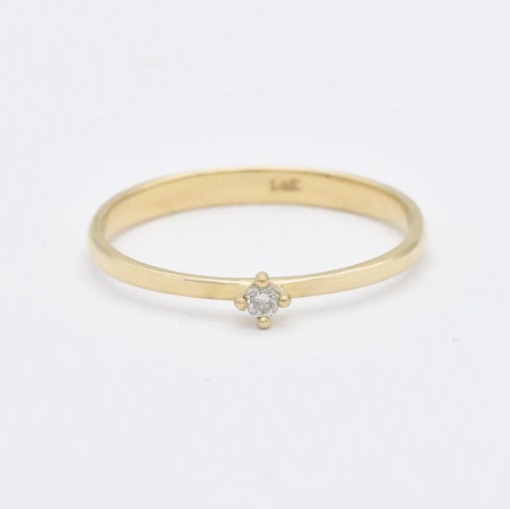 Diamond Engagement Ring - Solid 14k Gold Ring  - Genuine Diamond Ring