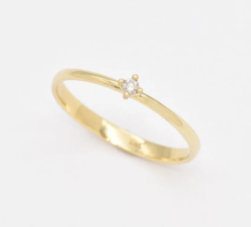 Diamond Engagement Ring - Solid 14k Gold Ring  - Genuine Diamond Ring