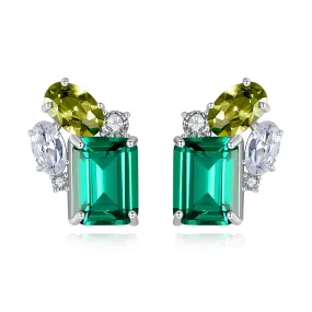 Emerald Simulant Silver Earrings