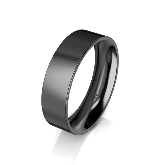 Flat Black Zirconium Wedding Ring - Comfort Fit (AG)