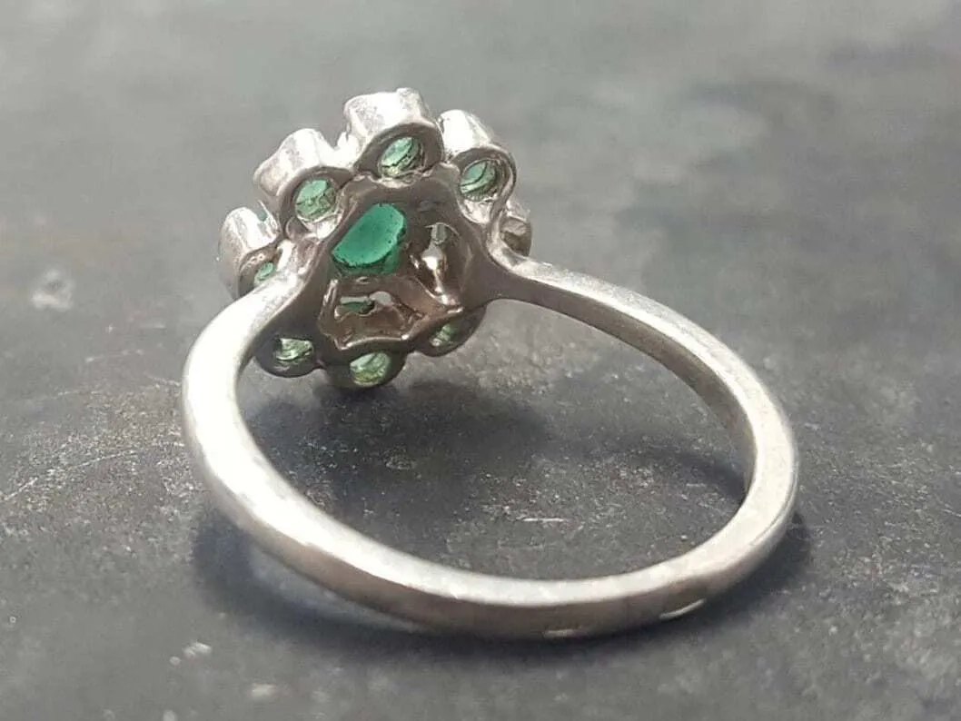 Flower Emerald Ring - Natural Emerald Ring - Green Flower Ring