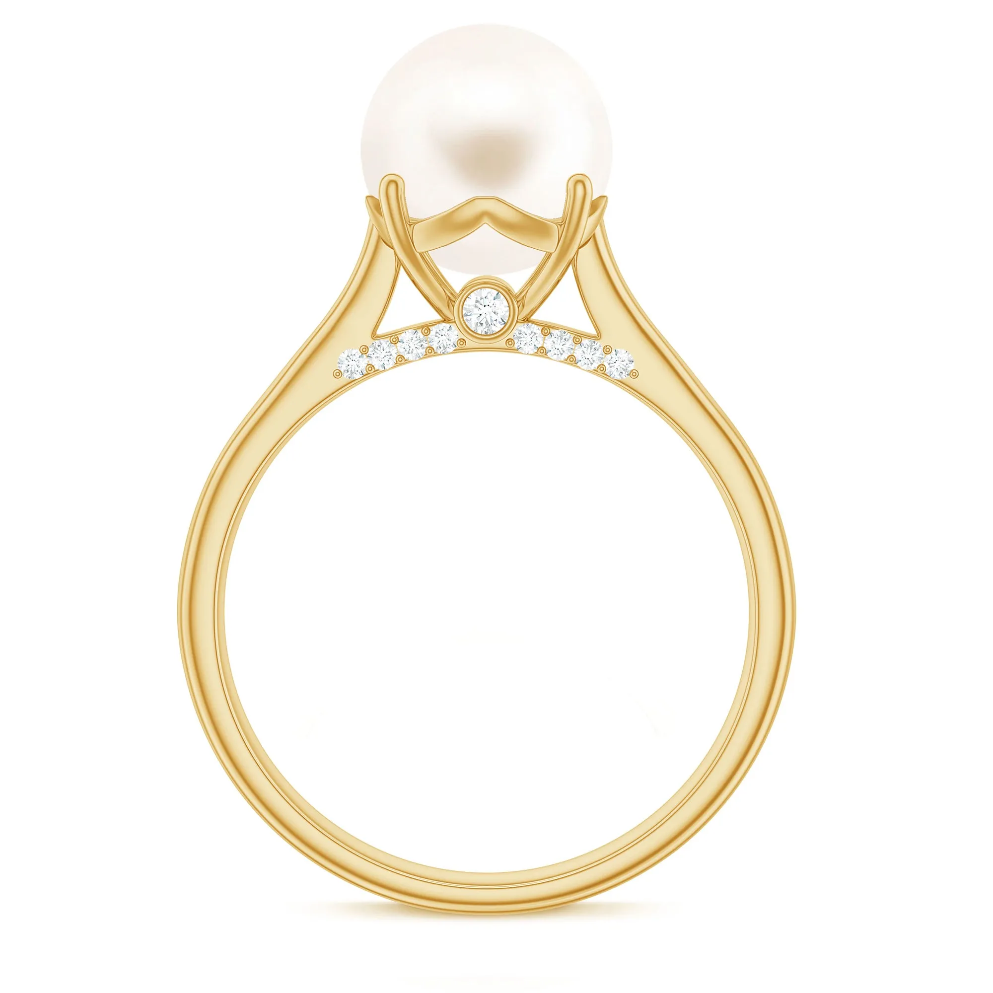 Freshwater Pearl Solitaire with Diamond Ring