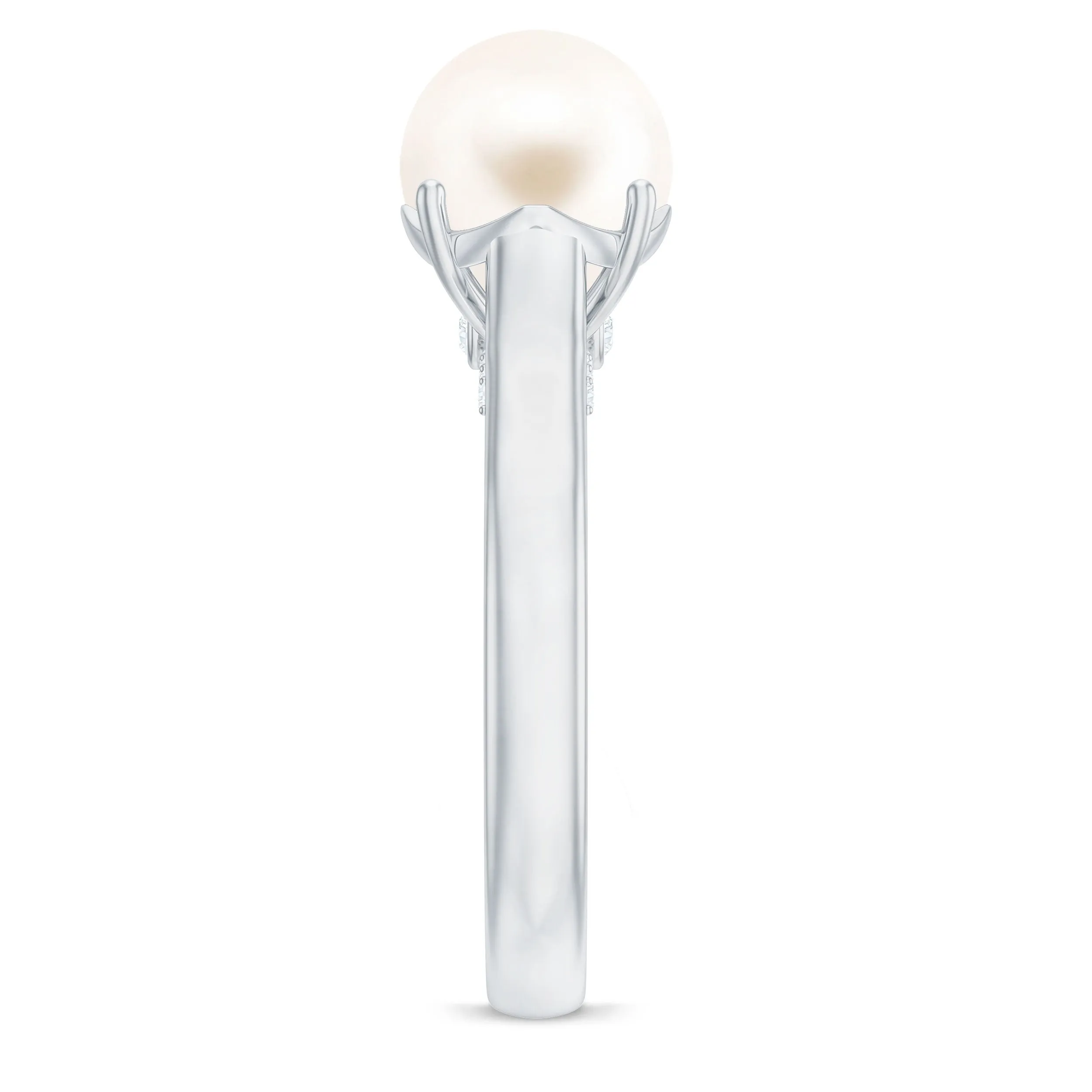 Freshwater Pearl Solitaire with Diamond Ring