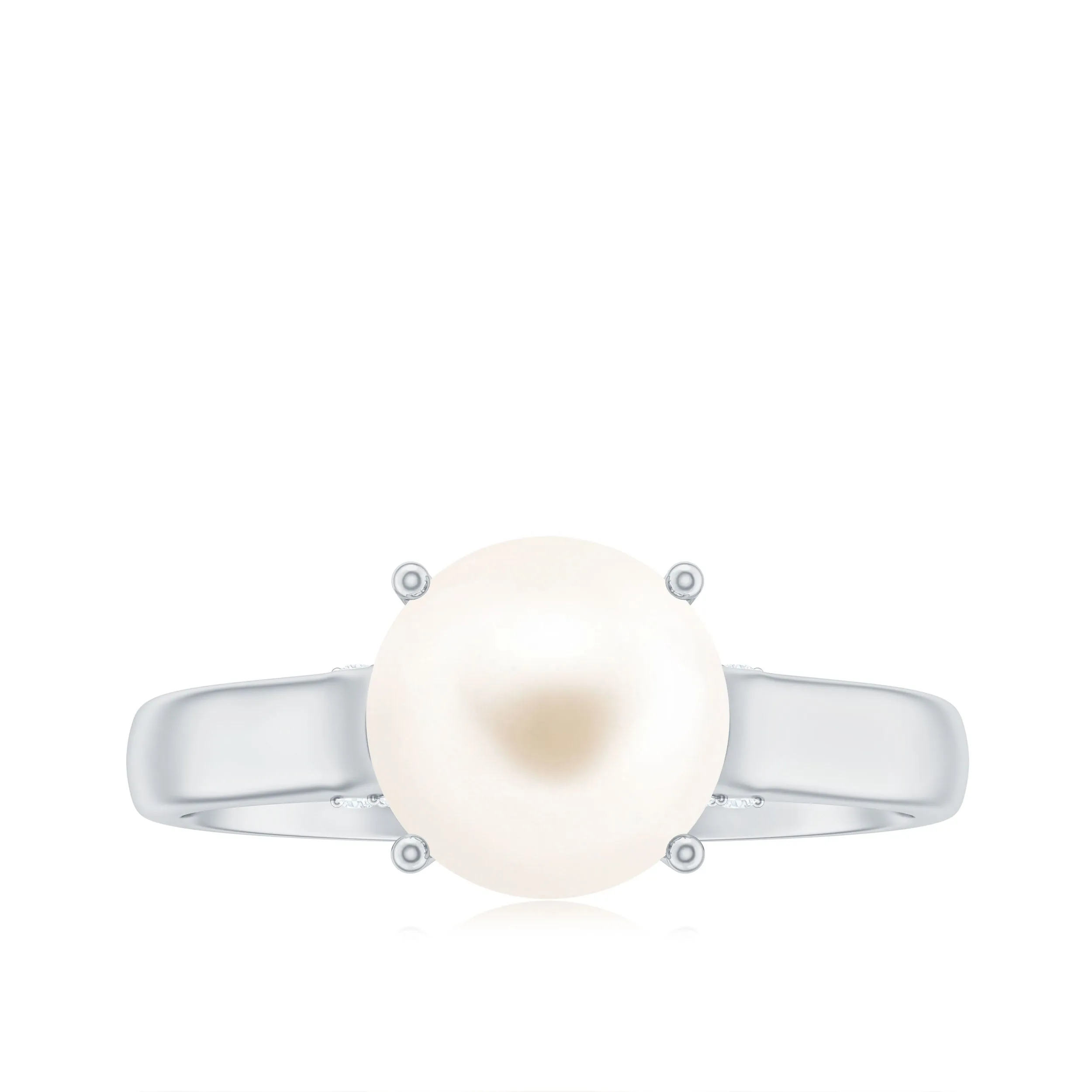 Freshwater Pearl Solitaire with Diamond Ring
