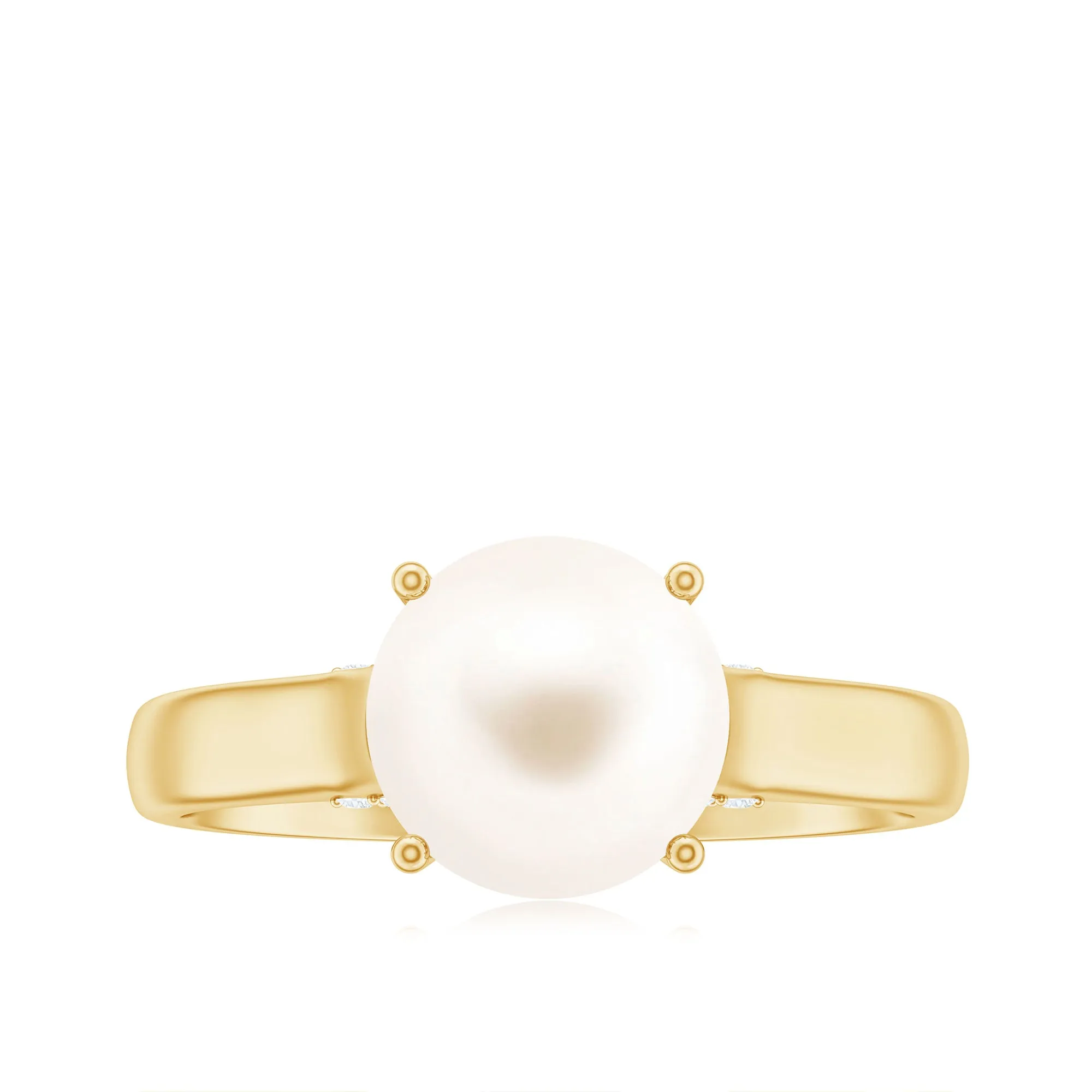 Freshwater Pearl Solitaire with Diamond Ring