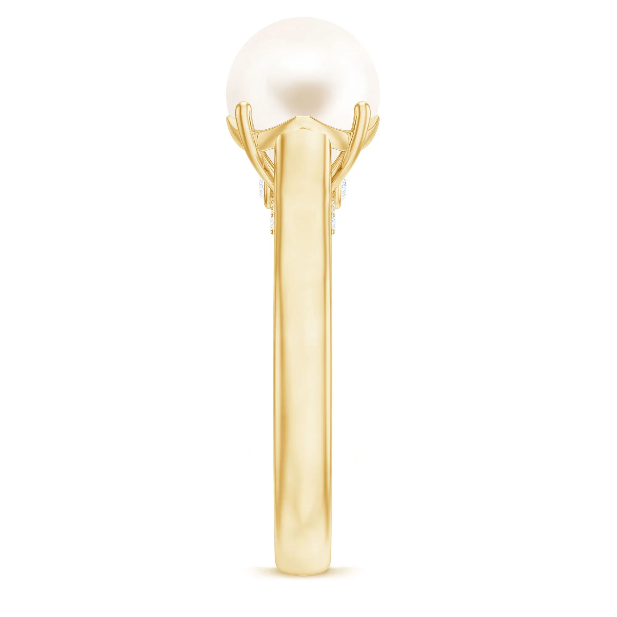 Freshwater Pearl Solitaire with Diamond Ring