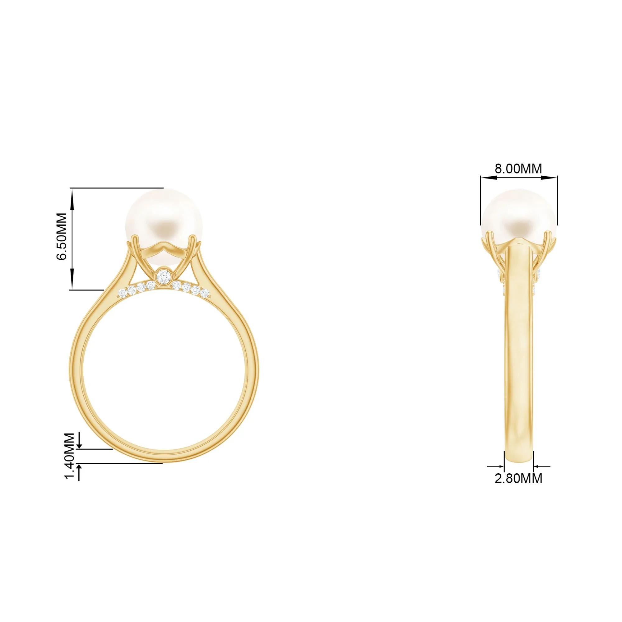 Freshwater Pearl Solitaire with Diamond Ring