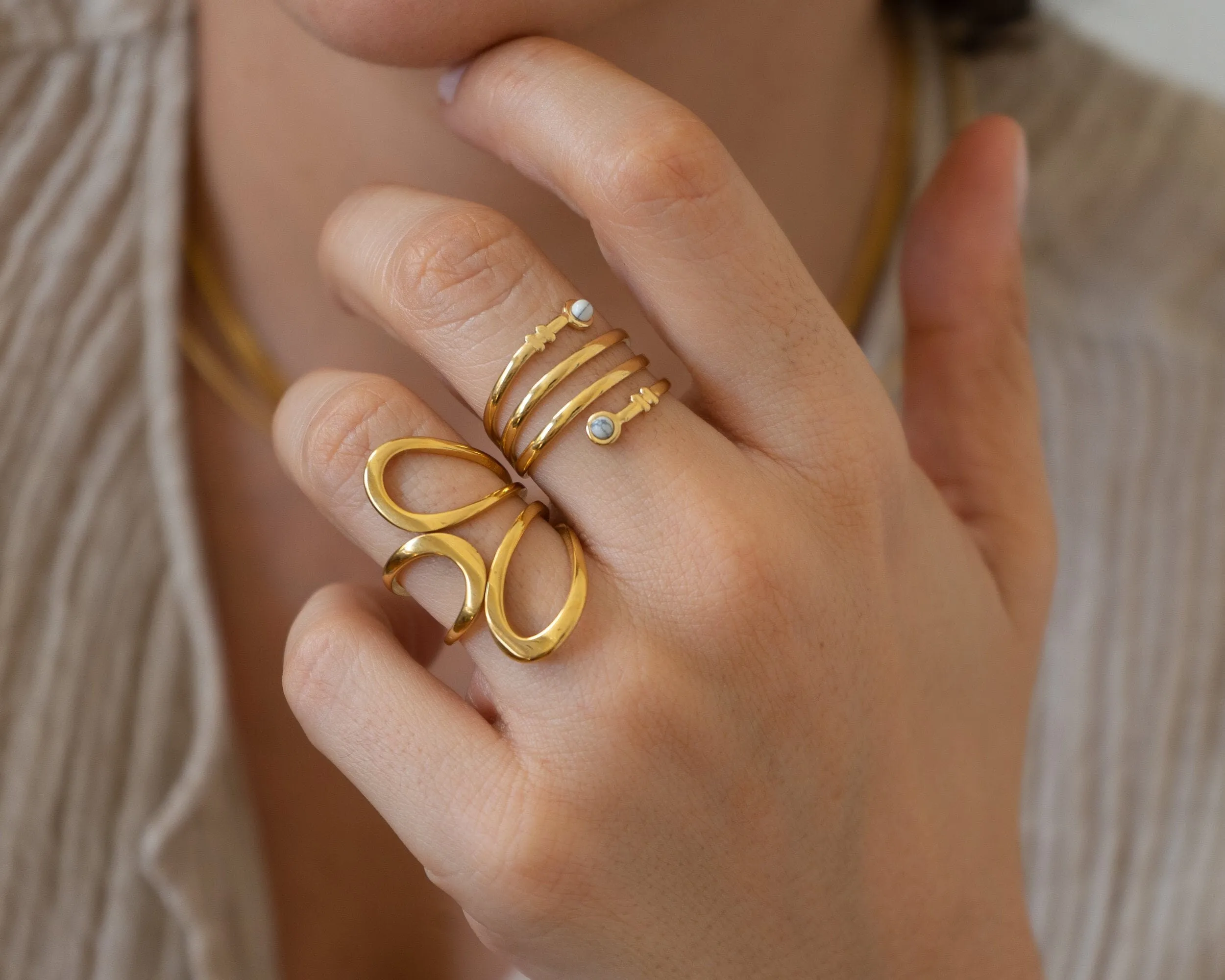 Gold Dainty Abstract Wireframe Ring