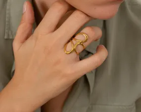 Gold Dainty Abstract Wireframe Ring