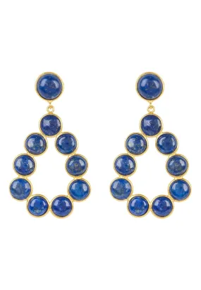 Hatun Gemstone Statement Earrings Gold Lapis Lazuli