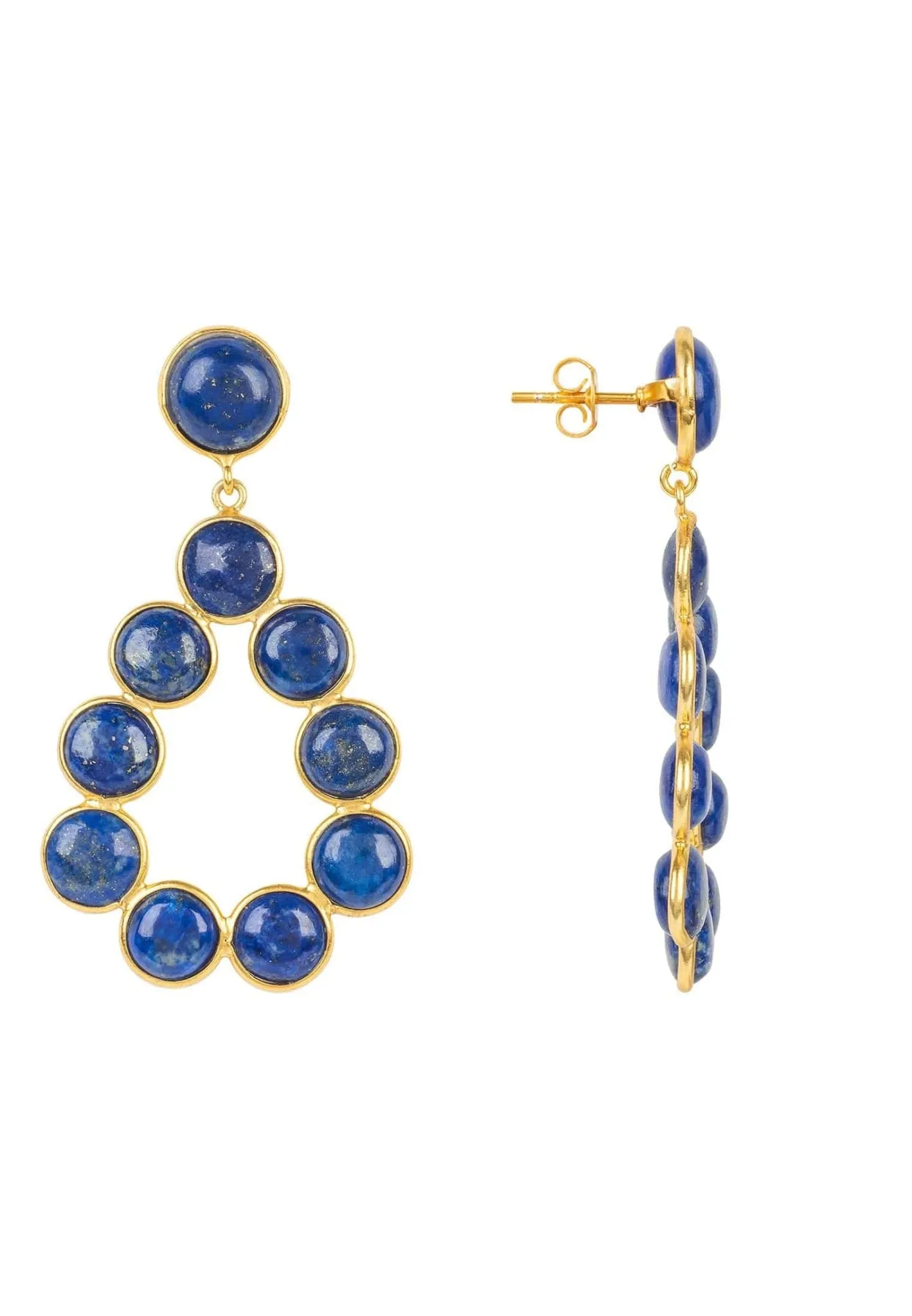 Hatun Gemstone Statement Earrings Gold Lapis Lazuli