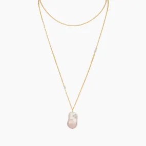 Lani Long Flameball Pearl Necklace