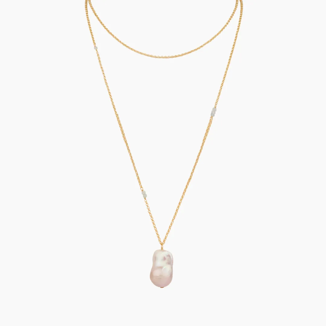 Lani Long Flameball Pearl Necklace
