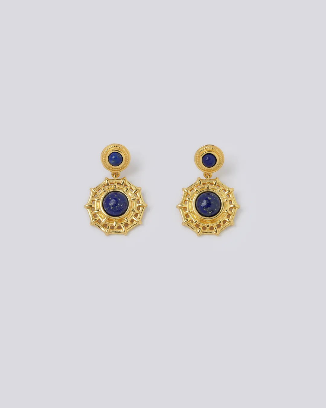 Lapis Gold Net Earrings