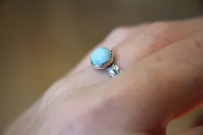 Larimar Floral Ring, Floral Band, Vintage Floral Ring, Antique Silver Ring, Larimar Band, Floral Jewelry, Stacking Ring, Thick Floral Ring
