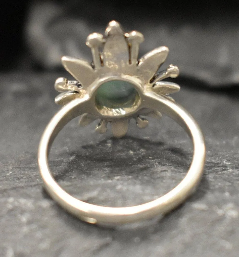 Larimar Ring - Blue Flower Ring - Sun Statement Ring