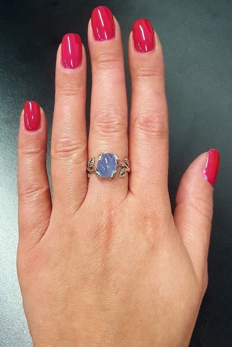 Leaf Garnet Ring - Genuine Garnet Ring - Red Promise Ring
