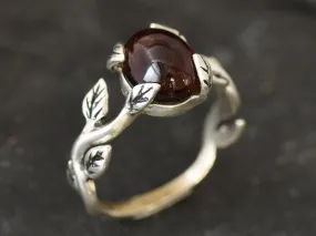 Leaf Garnet Ring - Genuine Garnet Ring - Red Promise Ring