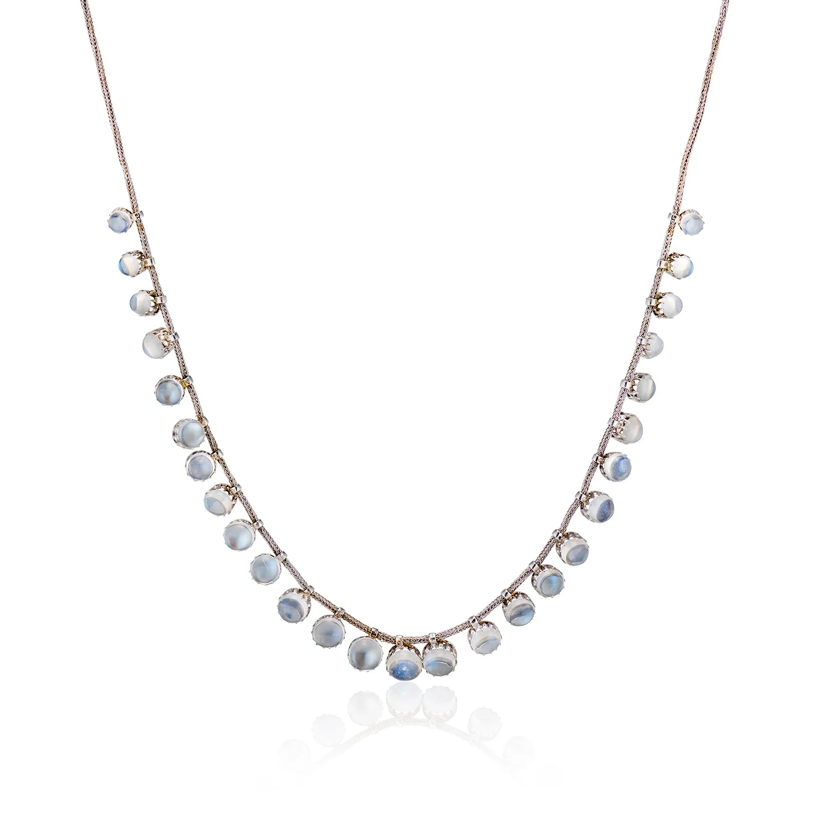 Moonstone Cabochon Fringe Necklace