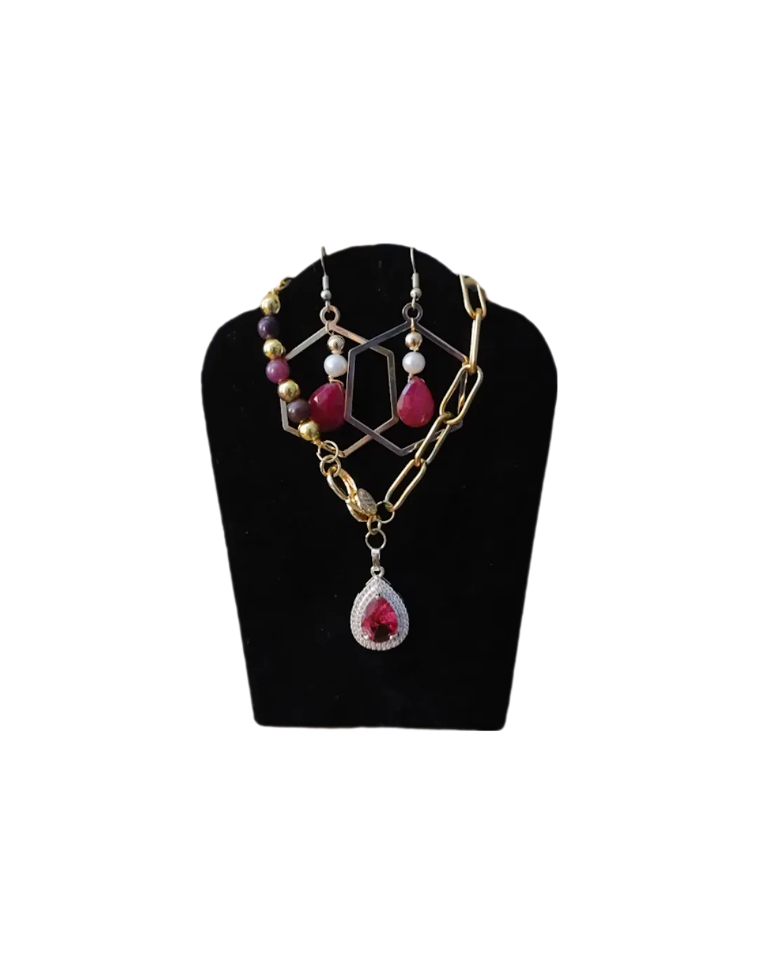 Natural Ruby Tear Drop Hoop Earrings