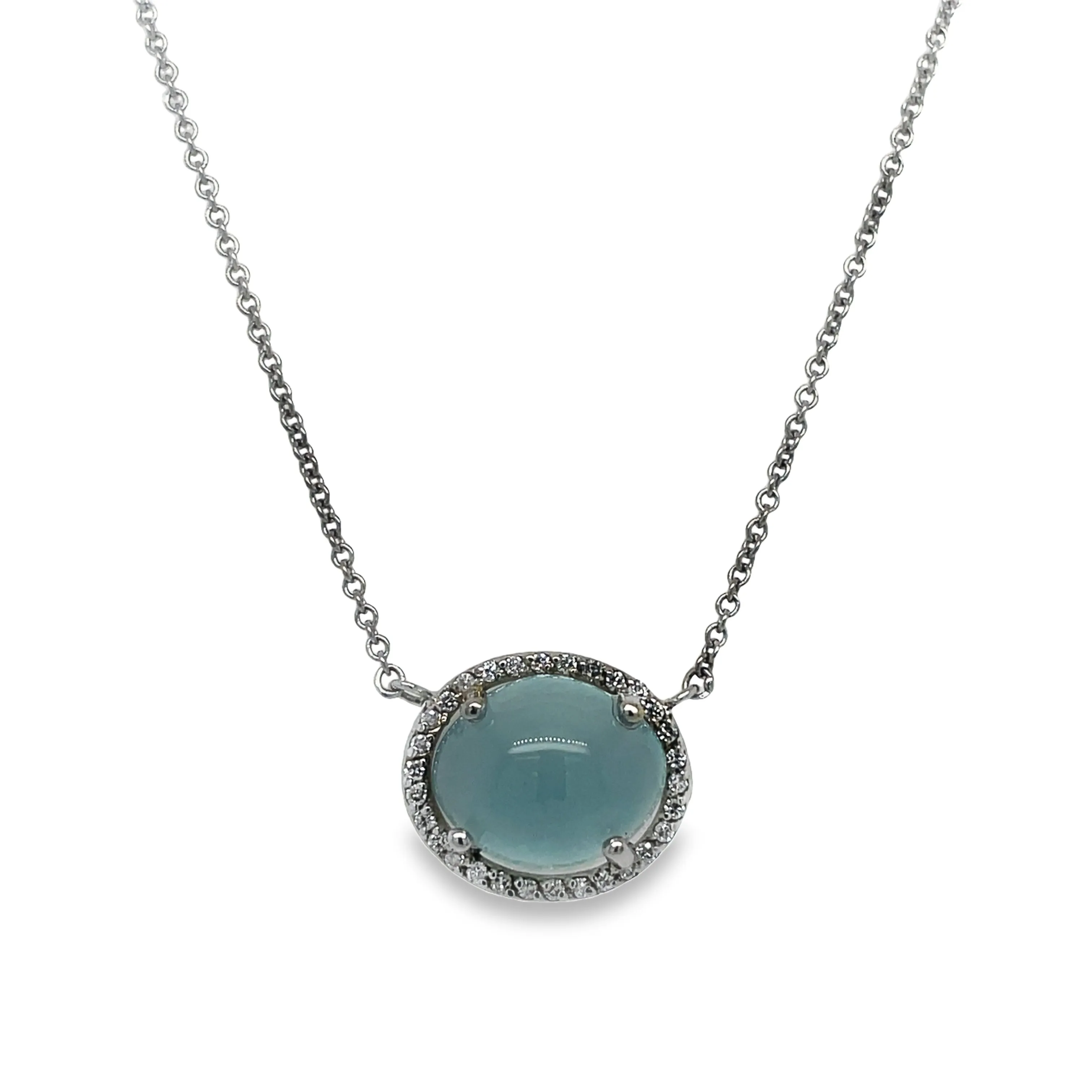 Oval Cabochon Moonstone Diamond Necklace