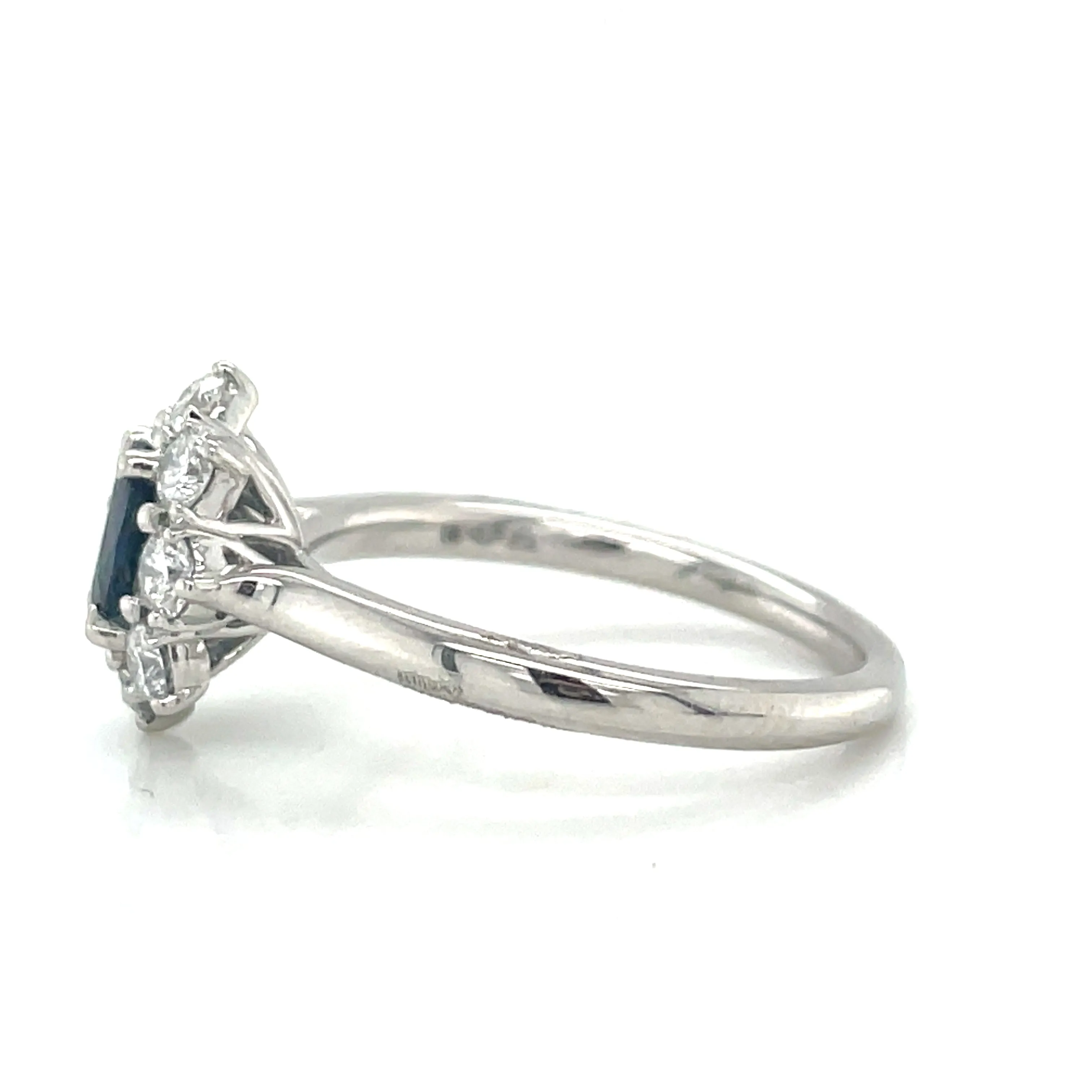 Platinum 1ct Earth Grown Sapphire & Diamond Cluster Halo Ring