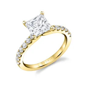 Princess Cut Classic Engagement Ring - Aimee 18k Gold Yellow