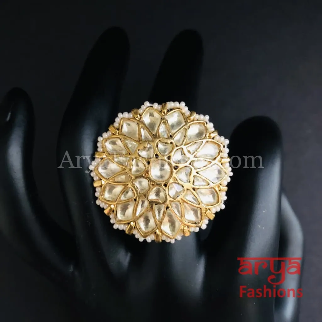 Rajwadi Statement Ring/ Kundan Jadau Bridal Bollywood Ring