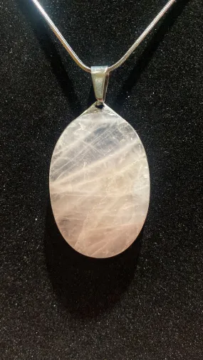 Rose Quartz Oval Crystal Pendant (XL)
